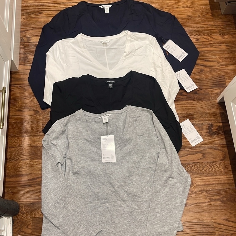 Athleta Essential V-Neck Tops - BUNDLE of 4 NWT
